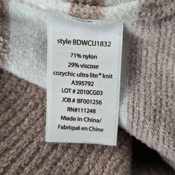 Barefoot Dreams Tunic Sweater Knit Brown White Striped Pullover Cozy Casual Top - Picture 10 of 13